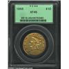 Image 1 : 1855 $10 XF45 PCGS. The borders have generous golden-brown luster, and this older holder example...