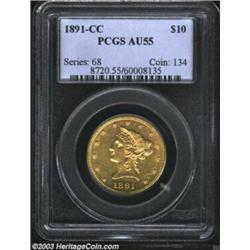 1891-CC $10 AU55 PCGS....