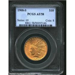 1908-S $10 AU58 PCGS....