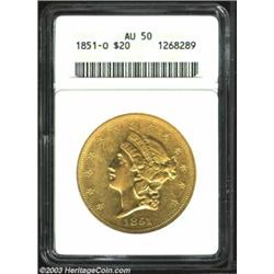 1851-O $20 AU50 ANACS. The 1851-O Double Eagle has the highest production of any New Orleans issu...