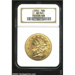 1852 $20 AU58 NGC....