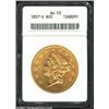 Image 1 : 1857-S $20 AU53 ANACS. A richly detailed example that is without relevant handling marks. Pleasin...
