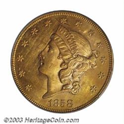 1858 $20 AU58 PCGS....