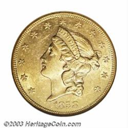 1858 $20 AU58 NGC....