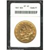 Image 1 : 1861 $20 XF40 ANACS. Freckles of honey-gold patina cling to protected areas of this relatively un...