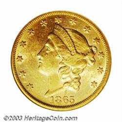 1865-S $20 MS60 NGC. Although not noted on the insert, one would have to speculate that this vibr...
