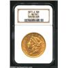 Image 1 : 1871-S $20 AU58 NGC. Sharply struck, with variegated pink-gold and green-gold colors, the surface...