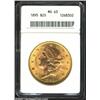 Image 1 : 1895 $20 MS63 ANACS. A vivid, satiny example with lots of original luster. Well defined, both sid...