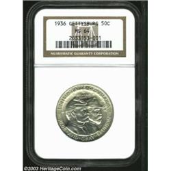 1936 50C Gettysburg MS64 NGC. A few light marks are scattered over the reverse, while the obverse...