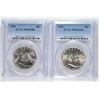 Image 1 : ( 2 ) 1955 FRANKLIN HALF DOLLARS, PCGS MS-64 FBL