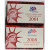 Image 1 : U.S. SILVER PROOF SET BOX/COA: 2008 + 2001