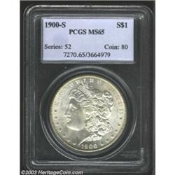 1900-S $1 MS65 PCGS. Razor-sharp and semi-prooflike, with creamy, nearly brilliant surfaces. Some...