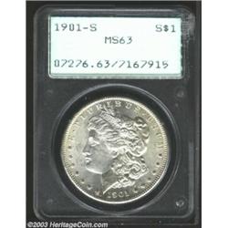 1901-S $1 MS63 PCGS. Well struck except for the hair curl above Liberty's ear. Potent luster and...