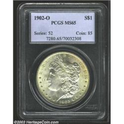 1902-O $1 MS65 PCGS. A well struck Gem with imposing luster and milky yellow-gold color on the ob...