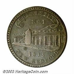 1833 Francis Brigham New Bedford, MA VF30. Low-72. HT-175. R.6. 29 mm. This is a medium brown exa...