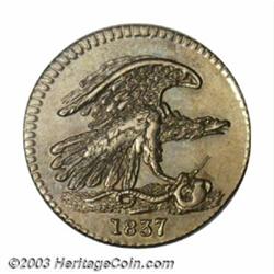 1837 Feuchtwanger One Cent New York, NY MS60. Low-120. HT-268. Die Combination-3B. R.3. German Si...