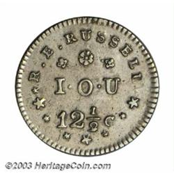 1837 R.E. Russell New York, NY XF45. Low-128. HT-309. R.5. German Silver. 20 mm. A strong example...