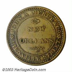 Undated John A Merle &amp; Co. New Orleans, LA VF20. Low-264. HT-122. R.5. 27 mm. The token show...