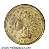 Image 1 : Rare Eagle Die 284 On A Patriotic Brass AU50. Fuld-96/284b. R.9. A mostly yellow token that was v...