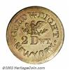 Image 1 : Undated Rare Silver Mine Token MS62. Brass. Fuld-286A/287b. R.9. An exceedingly rare die combinat...