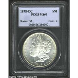 1878-CC $1 MS66 PCGS. Enough Mint State examples were distributed from federal vaults at various...