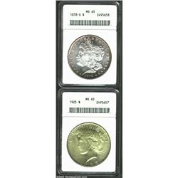 1878-S $1 MS65 ANACS, a razor-sharp Gem with exceptional luster, the obverse border has light tob...