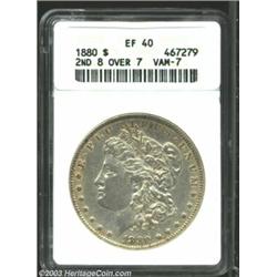 1880 $1 8 Over 7 XF40 ANACS. VAM-7. Top 100 Variety. The most obvious of the various 8 over 7 VAM...