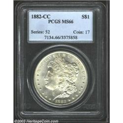 1882-CC $1 MS66 PCGS. A breathtaking Gem with brilliant luster and lightly frosted devices. The f...