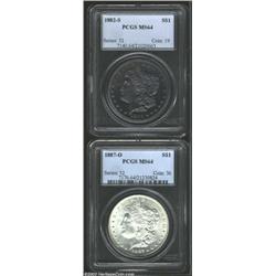 1882-S $1 MS64 PCGS, the obverse has outrageously deep mauve, ruby-red, and lime-green patina, th...