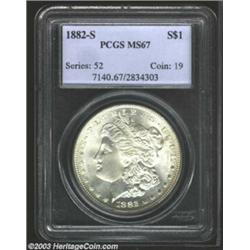 1882-S $1 MS67 PCGS. An essentially brilliant Superb Gem with imposing semi-prooflike luster and...