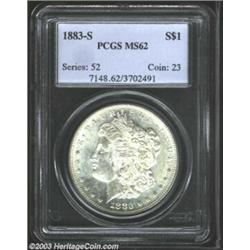 1883-S $1 MS62 PCGS. A nicely struck and semi-prooflike representative that has a few moderate ab...