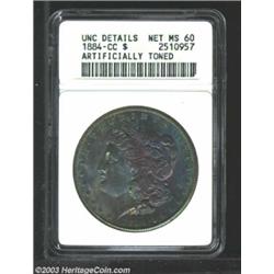 1884-CC $1--Artificially Toned--ANACS. Unc Details, Net MS60....