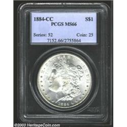 1884-CC $1 MS66 PCGS. Speckles of pale tan-brown patina are especially evident on the reverse. A...