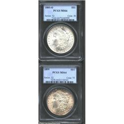 1885-O $1 MS66 PCGS, needle-sharp, lustrous, lightly toned, and nearly unimprovable; and an <B>18...