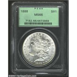 1888 $1 MS66 PCGS. Well struck and brilliant, with gleaming semi-prooflike fields and lightly mar...