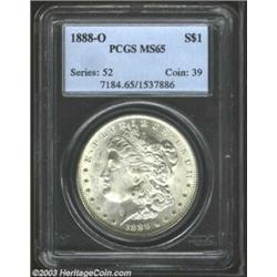 1888-O $1 MS65 PCGS. A nicely struck and lustrous Gem that has offers hints of tan patina across...