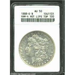 1888-O $1 Doubled Die Obverse AU50 ANACS. VAM-4. Top 100 Variety. The so-called "Hot Lips" <I>Gui...