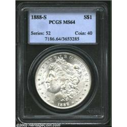 1888-S $1 MS64 PCGS. A nicely struck and decidedly attractive near-Gem with booming luster and a...