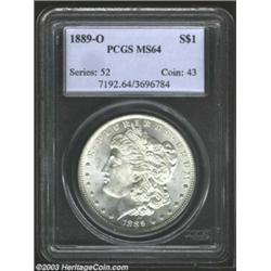 1889-O $1 MS64 PCGS. The surfaces exhibit a bright, satiny finish, but the strike is just a littl...