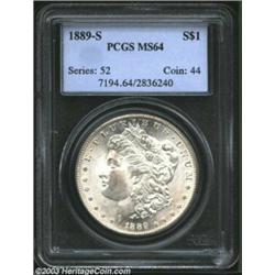 1889-S $1 MS64 PCGS. A flashy and boldly struck near-Gem that has a remarkably undisturbed obvers...
