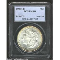 1890-CC $1 MS64 PCGS. The strike is good with nice luster and minor abrasions, most noticeably on...