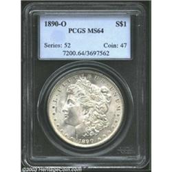 1890-O $1 MS64 PCGS. The peak of the 9 in the date is recut. A nicely struck near-Gem that has go...