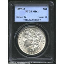 1897-O $1 MS62 PCGS. A lightly toned piece with good luster and a crisp strike. The obverse has a...