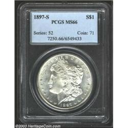 1897-S $1 MS66 PCGS. Except for a few stray bagmarks on the reverse, this well struck Gem display...