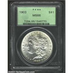 1903 $1 MS66 PCGS. A well struck Gem that is brilliant except for a blush of olive color above th...