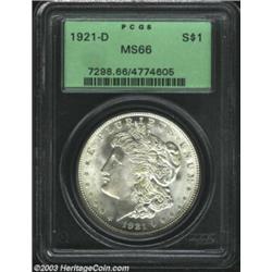 1921-D $1 MS66 PCGS. Wisps of tan patina embrace the devices of this reasonably struck Gem. The r...