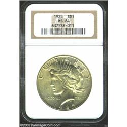 1928 $1 MS64 NGC. Soft golden patina does not distract from the bright, underlying luster. Well s...