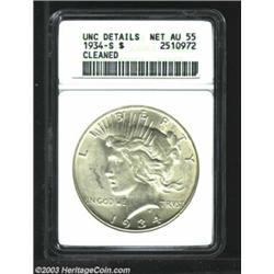 1934-S $1--Cleaned--ANACS. Unc Details, Net AU55....