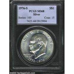 1976-S $1 Silver MS68 PCGS. A gorgeous Superb Gem, with serene, undisturbed surfaces. Fully struc...