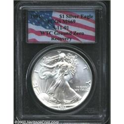1991 $1 Silver Eagle MS69 PCGS. WTC Ground Zero Recovery....
